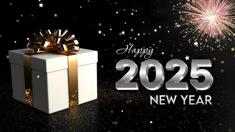 Modèle de carte de vœux 2025 noir et or