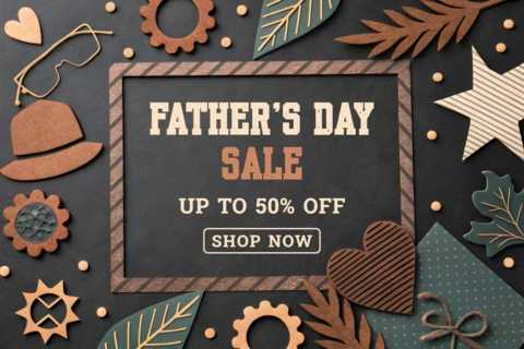 Vintage Father's Day Sale Design Template with Rustic Elements
