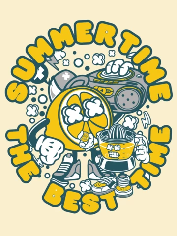 Summertime The Best Time With Lemon T-shirt Design Template