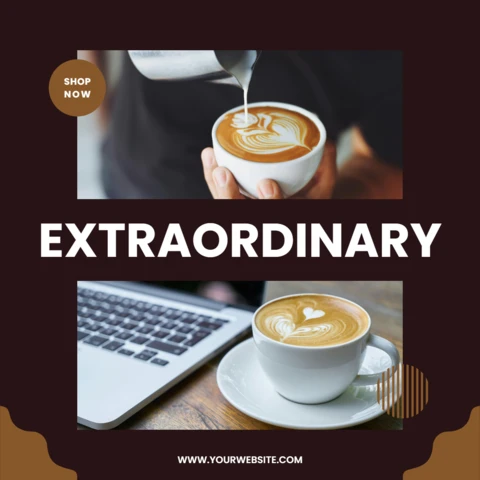 Straordinario modello di design del post di instagram sul caffè