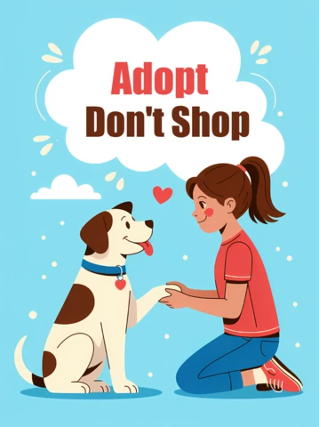 Adopt Don't Shop Dog Adoption Flyer Template in Playful Cartoon Style