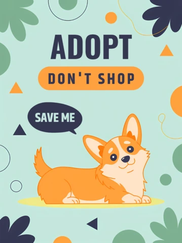 Modèle de poster d'adoption de corgi ludique