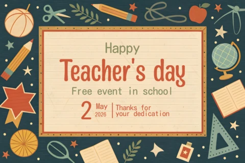 Whimsical Teacher's Day Celebration Template - Editable Design for School Events