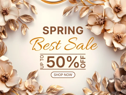 Modèle de conception pour les soldes de printemps - jusqu'à 50 % de réduction présentation florale modifiable
