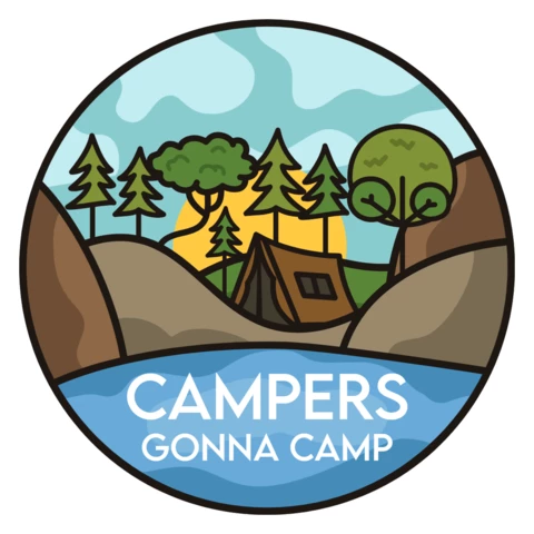 Modèle de badge de tente "Campers gonna camp" (les campeurs vont camper)