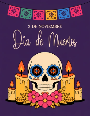 Colorful Dia De Muertos Design Template for Festive Posters