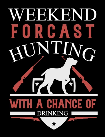 Modèle de prévision de week-end de chasse vintage avec chien et fusils