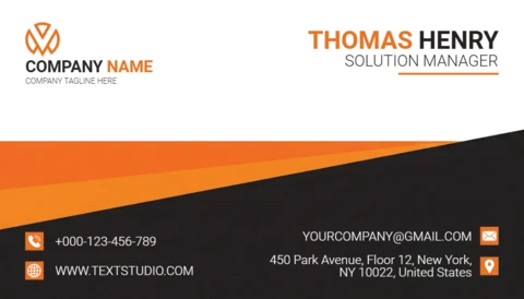 Modèle de carte de visite numérique thème abstrait orange et noir pour le design professionnel