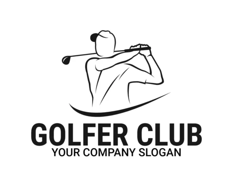 Golfer Club Tournament Sports Logo Design Template