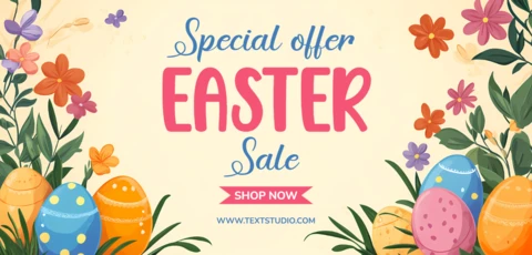 Diseño de plantilla de venta de Pascua floral primaveral con huevos de colores