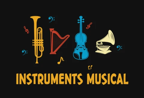 Diseño de camisetas con algunos instrumentos musicales