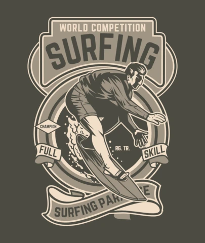Surfing Competition T-Shirt Design Template