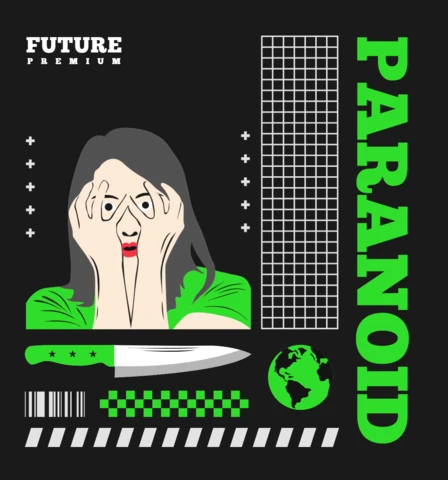 Paranoid Graphic Design Template for Apparel with Bold Illustration and Edgy Style