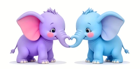 Adorable Cartoon Elephants in Love Design Template