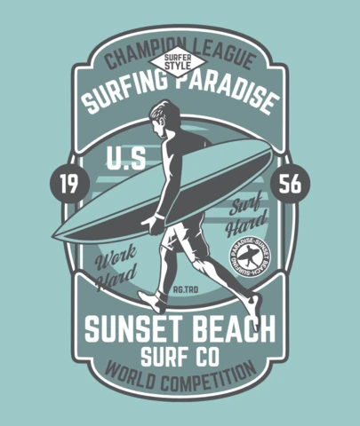 Surfing Paradise T-Shirt Design Template