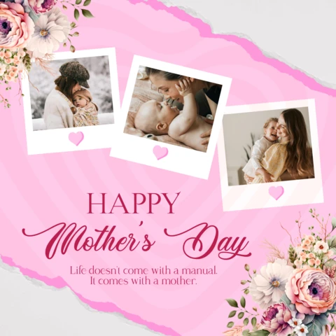 Collage de fotos feliz día de la madre instagram post plantilla de diseño