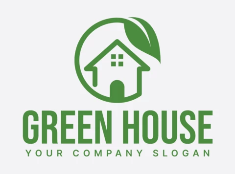 Grünes haus buntes logo design Vorlage