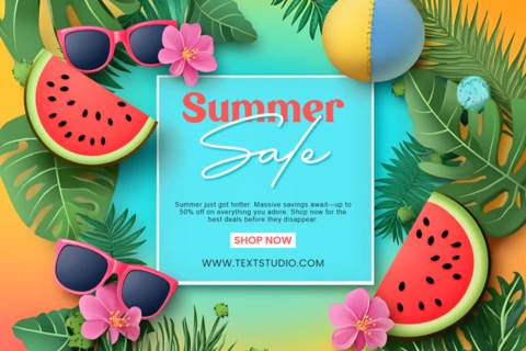 Vibrant Fruity Summer Sale Design Template with Tropical Elements