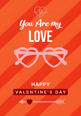 Valentine's Day Love Glasses Design Template for Greeting Cards
