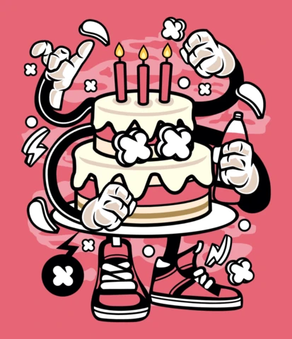 Birthday Cake Cartoon Character Poster Design Template