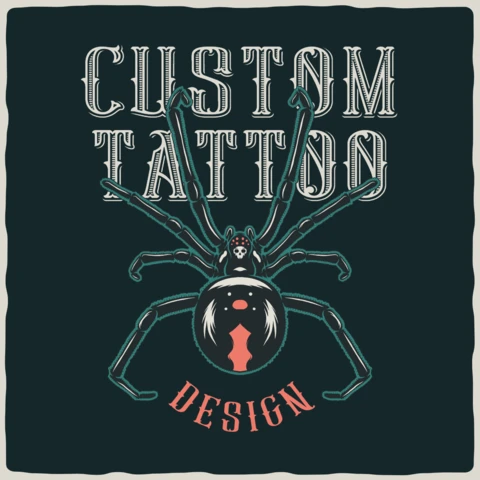 Araña ilustración tatuaje plantilla de diseño de la camiseta