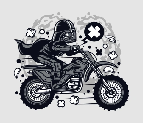 Modèle de conception de t-shirt de personnage de dessin animé de motocross de Dark Vador