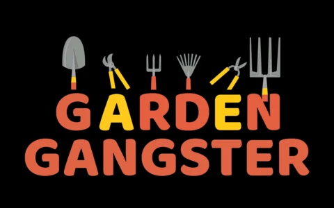 Gángster de jardín con herramienta de jardinería plantilla de diseño de camiseta