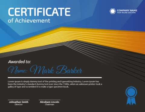 Modelo moderno de design de postagem de certificado de conquista