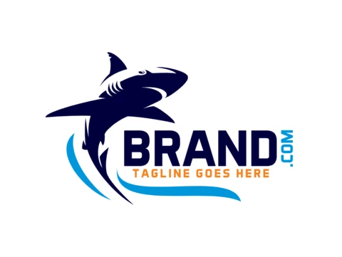 Blue Shark Fish Logo Design Template