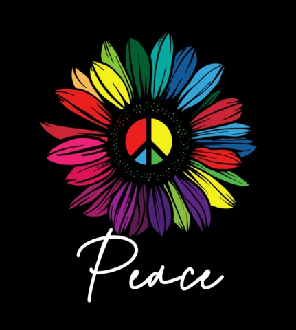 Rainbow Flower Peace And Love Sign T-shirt Template