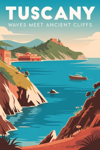 Tuscany Vintage Landscape Design Template for Travel Posters