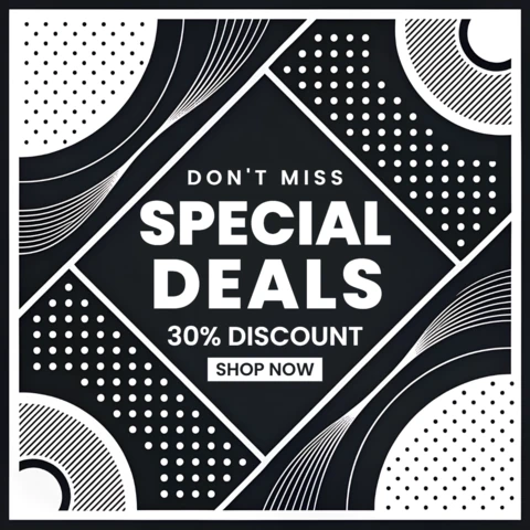 Modern Geometric Design Template for Promotional Flyers with Discount Offers