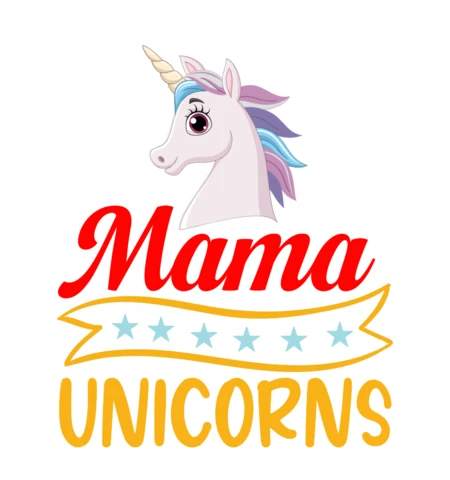 Szablon koszulki z typografią Mama jednorożec