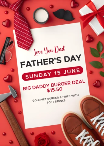 Father's Day Celebration Template – Playful and Colorful Design for Burger Promotions