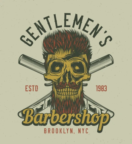 Hipster Skull Barbershop T-Shirt Design Template