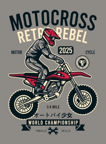 Motocross Retro Rebel T-shirt Design Template