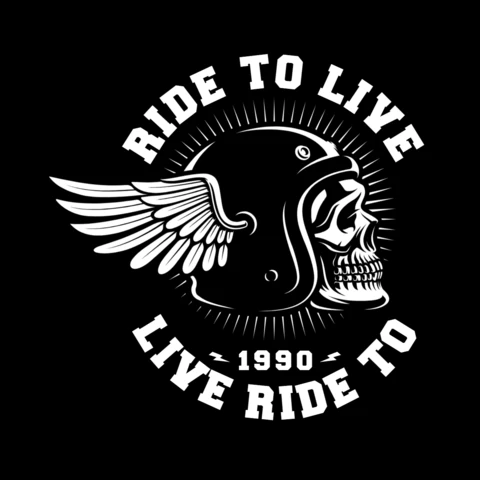 Modelo de design de camiseta de caveira de motociclista com capacete e asa