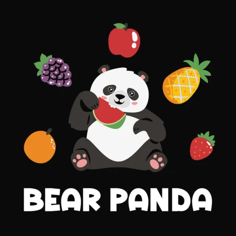 Cute Panda Loves Fruits T-Shirt Design Template