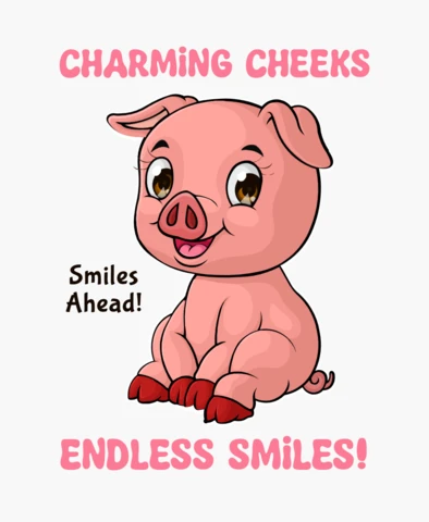 Charming Cheeks Pig Design Template: Cute Cartoon Style for Endless Smiles
