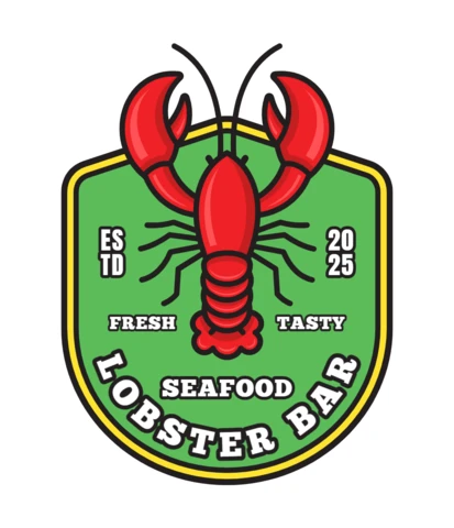 Modelo de design de logotipo de frutos do mar com lagosta fresca