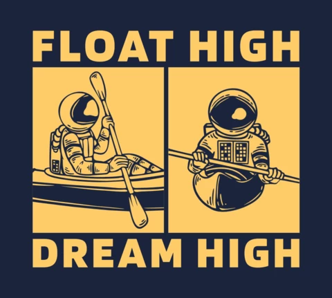 Modèle de conception de t-shirt astronaute kayak