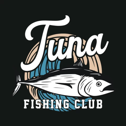 Fishing Club With Tuna Fish Vintage T-shirt Design Template