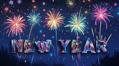 2025 feux d'artifice, modèle de carte de célébration du nouvel an