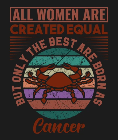 All Women Are Created Equal Cancer Zodiac Sign T-Shirt Design Template