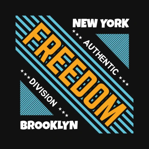 Freedom Brooklyn Typography T-Shirt Design Template