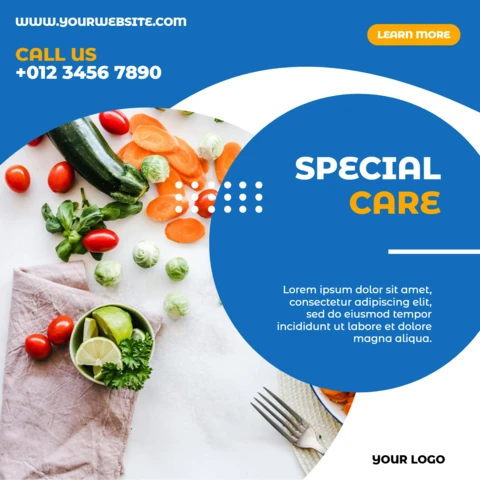 Blue Geometric Promotional Social Media Post Design Template