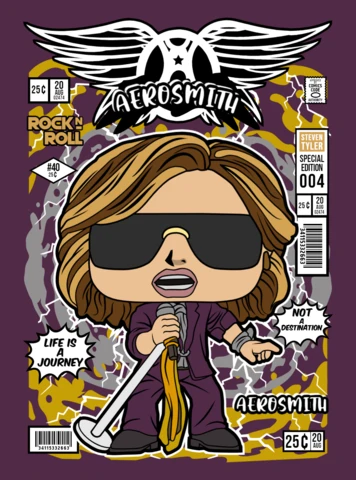 Aerosmith Rock Band Cartoon Character Magazine Cover Design Template