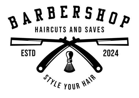 Modelo de design de logotipo de cortes de cabelo e economia de barbearia