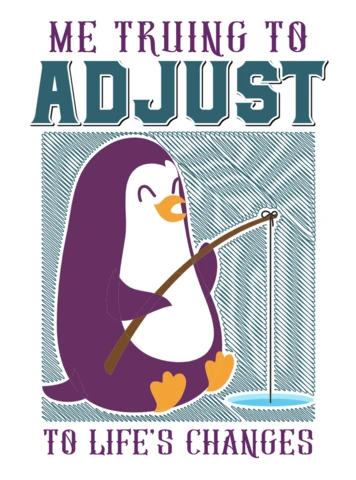 Fishing Penguin Design with Quote for Printable Poster Template