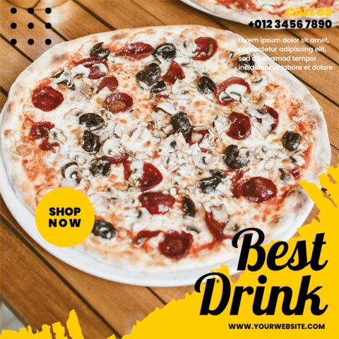 Modello di design per post instagram di pizzeria con texture d'effetto